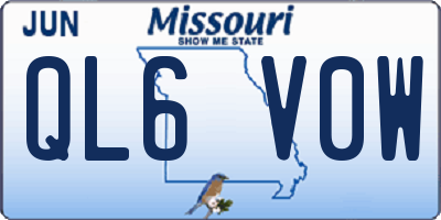 MO license plate QL6V0W