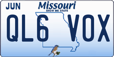 MO license plate QL6V0X