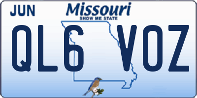 MO license plate QL6V0Z