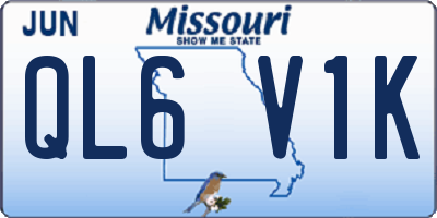 MO license plate QL6V1K
