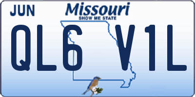 MO license plate QL6V1L