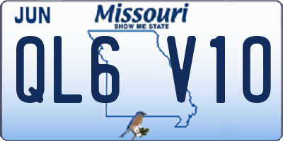 MO license plate QL6V1O