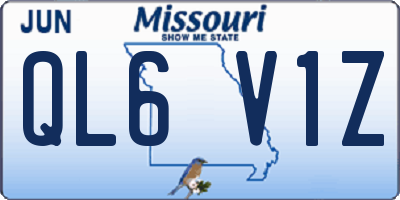 MO license plate QL6V1Z