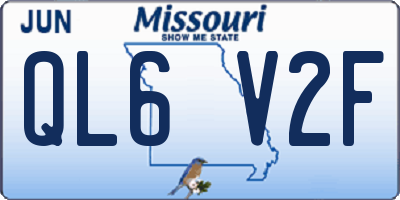MO license plate QL6V2F