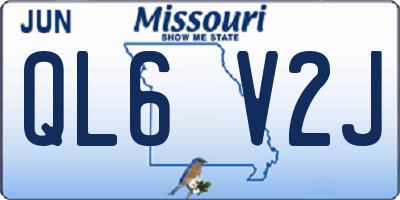 MO license plate QL6V2J