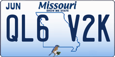 MO license plate QL6V2K