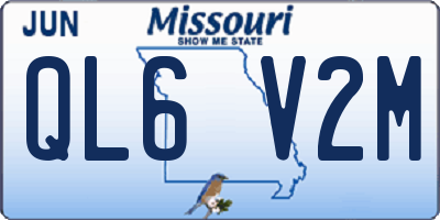 MO license plate QL6V2M