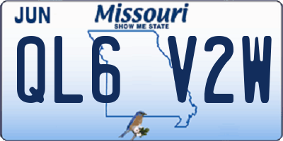 MO license plate QL6V2W