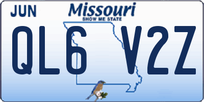 MO license plate QL6V2Z