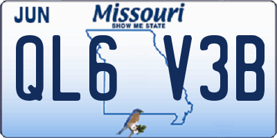 MO license plate QL6V3B