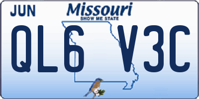 MO license plate QL6V3C