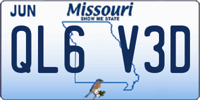 MO license plate QL6V3D