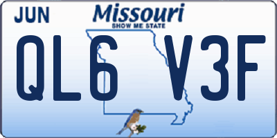 MO license plate QL6V3F