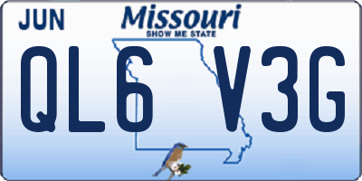 MO license plate QL6V3G