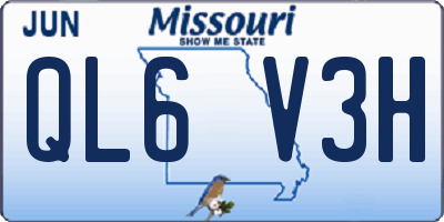 MO license plate QL6V3H