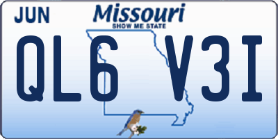 MO license plate QL6V3I
