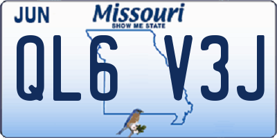 MO license plate QL6V3J