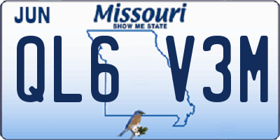 MO license plate QL6V3M