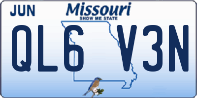 MO license plate QL6V3N