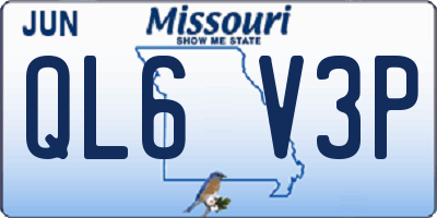 MO license plate QL6V3P