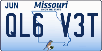 MO license plate QL6V3T