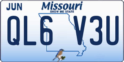 MO license plate QL6V3U
