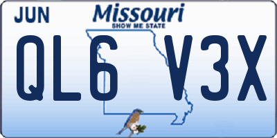 MO license plate QL6V3X