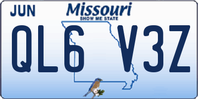 MO license plate QL6V3Z