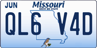 MO license plate QL6V4D