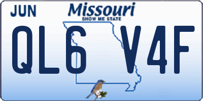 MO license plate QL6V4F