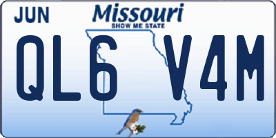 MO license plate QL6V4M