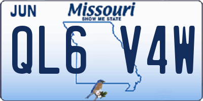 MO license plate QL6V4W