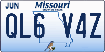 MO license plate QL6V4Z