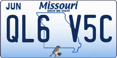 MO license plate QL6V5C