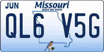 MO license plate QL6V5G