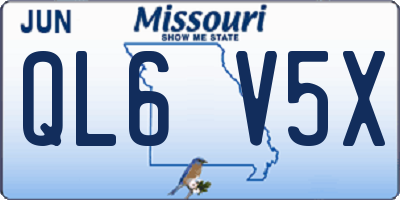 MO license plate QL6V5X