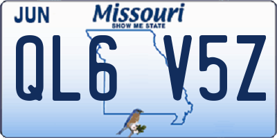 MO license plate QL6V5Z