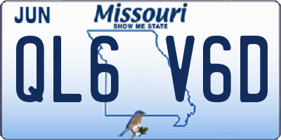 MO license plate QL6V6D