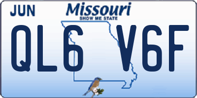 MO license plate QL6V6F