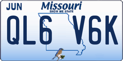 MO license plate QL6V6K