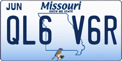 MO license plate QL6V6R
