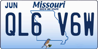 MO license plate QL6V6W