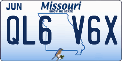 MO license plate QL6V6X