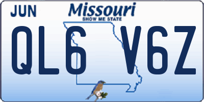 MO license plate QL6V6Z