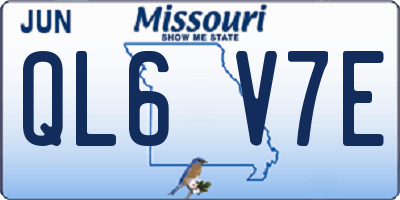 MO license plate QL6V7E