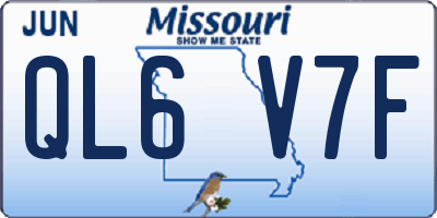 MO license plate QL6V7F