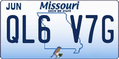 MO license plate QL6V7G