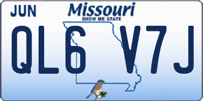 MO license plate QL6V7J