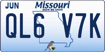 MO license plate QL6V7K