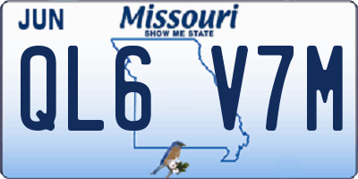MO license plate QL6V7M